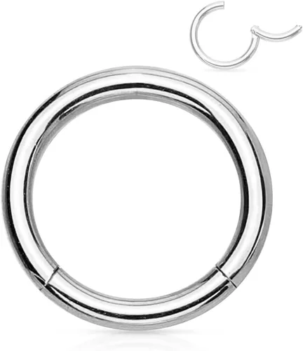 Miniatura 110 de Forbidden Body Jewelry - Piercing para la nariz de acero quirúrgico 316L con bisagra, 14G, 16G, 18G, diámetro de 15/64, 5/16, 25/64, 15/32 pulgadas