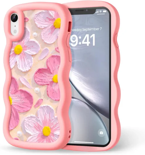 Miniatura 307 de Compatible con iPhone SE/8/7 Funda para Mujeres y Niñas, Marco Ondulado Rizado con Patrón Lindo, Estética Delgada Suave Silicona TPU Parachoques