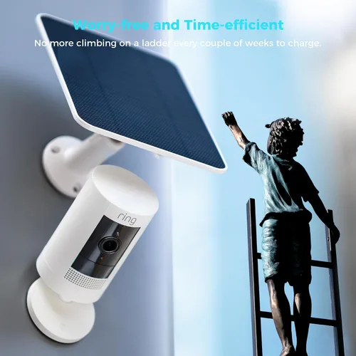 Miniatura 8 de Panel solar de 5 V para cámaras Seucrity, para Bird Feeder Trail Cam, Ring Tapo Eufy Vicohome Eseecloud, nativo USB-C, Micro-USB y DC 0.138 in*