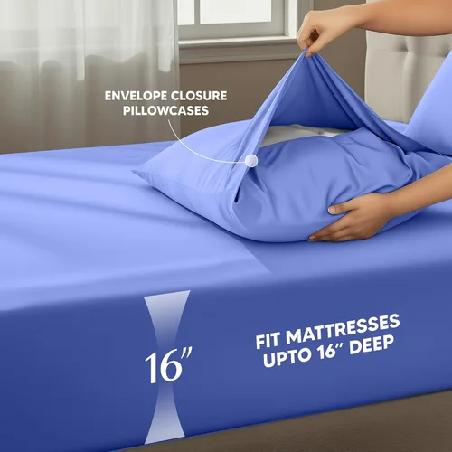 Miniatura 122 de Utopia Bedding Juego de sábanas Queen – Sábanas de 4 piezas para cama tamaño Queen, microfibra suave y transpirable, incluye 1 sábana bajera, 1 Gris