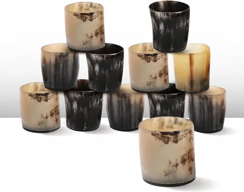 Miniatura 39 de Handicrafts Home Juego de 4 vasos de chupito hechos a mano, patrón entrecruzado de 6.5 onzas, chupitos de whisky vikingo naturales para cócteles