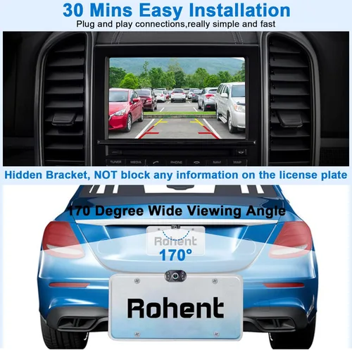 Miniatura 5 de Cámara de respaldo HD 1080P para automóviles, visión nocturna, gran angular de 170°, impermeable, fácil instalación, imagen clara para camiones