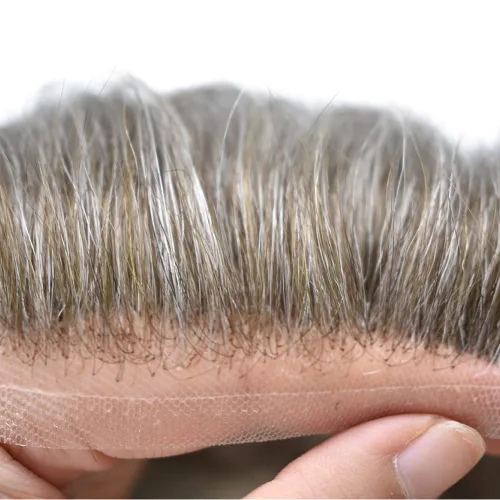 Miniatura 89 de Sistema de repuesto de cabello humano europeo con encaje frontal suizo para hombre, tupé para hombre, pieza de cabello, nudo blanqueado, línea #17