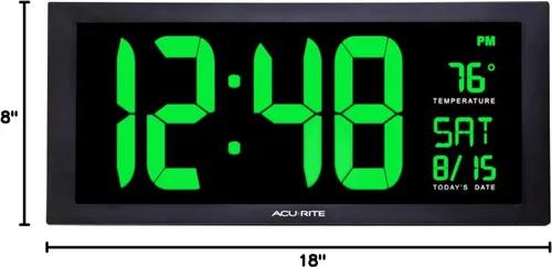 Miniatura 7 de AcuRite Reloj LED de gran tamaño, 18 pulgadas / verde
