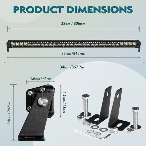 Miniatura 2 de Barra de luz LED, Rigidhorse de una sola fila de barras de luz LED, foco de inundación, haz combinado