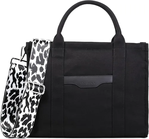 Miniatura 2 de The Tote Bags - Bolso de lona para mujer, bolso de hombro con cremallera y correa de doble ajuste para oficina, viajes, escuela