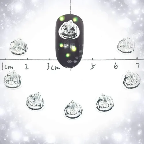 Decoración de uñas 3D de Halloween con diseño de calabaza grande para festival, suministros de Nailart, accesorios punk plateado de dibujos animados