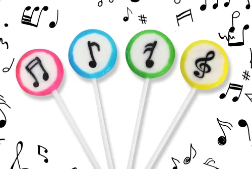 Paletas de caramelo con música - 24 piruletas envasadas individualmente - Regalos con tema de música - Dulces Tik Tok - Favores de fiesta de música