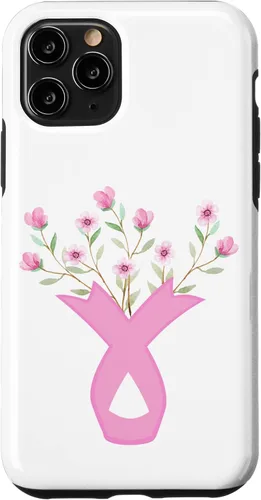 Miniatura 28 de iPhone 13 Flower Jar Pink Ribbon Breast Cancer Concientización Mes de Mujeres Caso