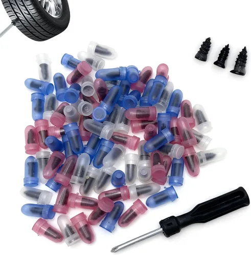 Kit de reparación de neumáticos de automóvil, 90 piezas, tapones de reparación de neumáticos portátiles de 3 tamaños con destornillador, juegos de