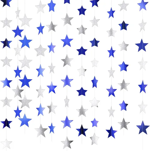 Miniatura 31 de Patelai Guirnalda de estrellas con purpurina 2026, decoración de graduación de 130 pies, pancarta colgante de estrella para fiesta, cumpleaños