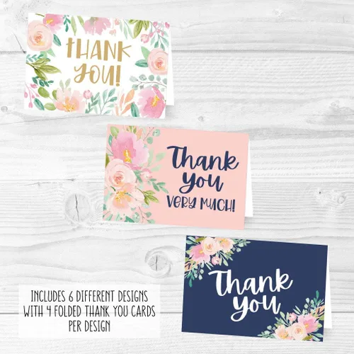 Miniatura 5 de Hadley Designs Tarjetas de agradecimiento a granel con sobres, 24 tarjetas de agradecimiento para profesores, lindas tarjetas de agradecimiento
