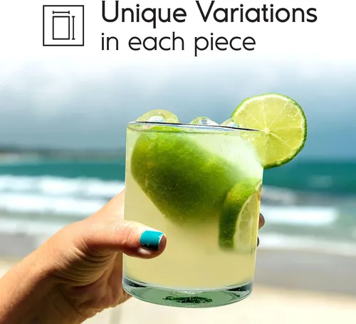 Miniatura 5 de Clear Blown - Juego de 6 vasos de 10 onzas, cristalería mexicana hecha a mano, vidrio reciclado, sin plomo ni toxinas (mezclador)