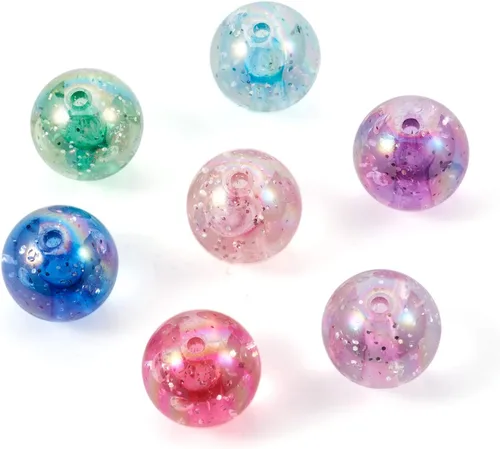Miniatura 2 de Cheriswelry Cuentas acrílicas de color mixto para poni, espaciador suelto de plástico grueso, bolas de chicle, espaciador para pulseras, collares