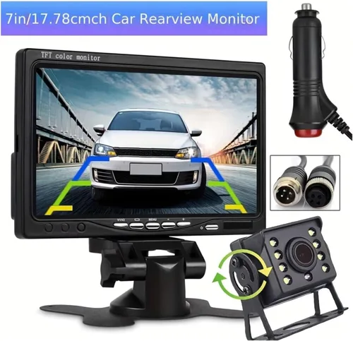 Miniatura 7 de Parking Camera 7inch HD Monitor with Night Vision Backup Camera Kit Heavy Duty for RVs Trucks Trailers Includes Lighter Adapter Cables
