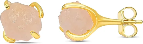 Miniatura 25 de Aretes de piedra preciosa natural en bruto con oro amarillo sobre plata de ley 925, 6 a 0.276 in, regalo de piedra de nacimiento de calidad genuina