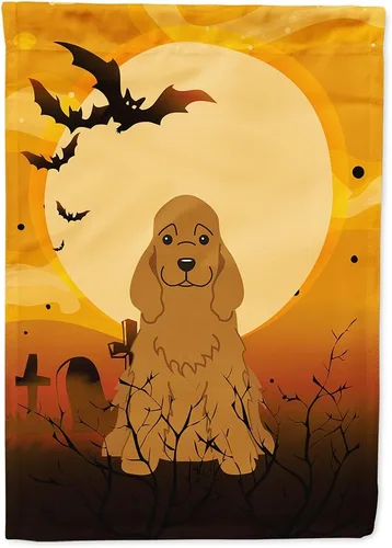 Miniatura 241 de Caroline's Treasures BB4307GF - Bandera de Halloween Airedale para jardín, bandera decorativa para patio exterior, obras de arte de patio, macizos