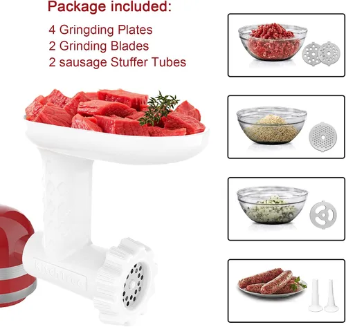 Miniatura 5 de KITCHTREE Accesorio para picadora de carne para batidoras de pie KitchenAid, incluye accesorio para molinillo de alimentos y accesorio de relleno