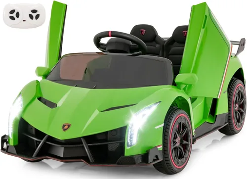 Miniatura 13 de INFANS Auto a batería para niños de 2 plazas, 12V 4WD con licencia Lamborghini Veneno con puertas hidráulicas, modo de balanceo, velocidades Blanco
