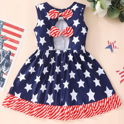 Miniatura 3 de Popshion Vestidos sin mangas para niñas pequeñas, vestido con lazo en la espalda, ropa de verano para niña, vestido de fiesta de cumpleaños