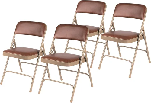 OEF Furnishings OEF1203 Silla plegable acolchada de vinilo de grado comercial (marrón, paquete de 4)