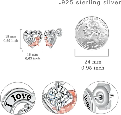 Miniatura 4 de Aretes de bulldog de plata de ley 925, aretes de bulldog francés, regalos de bulldog francés, joyería para mujeres y niñas, Plata de ley, Circonia