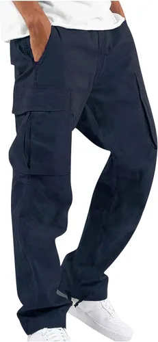 Miniatura 2 de WENKOMG1 Pantalones tácticos básicos para hombre, transpirables, cintura elástica, pantalones deportivos