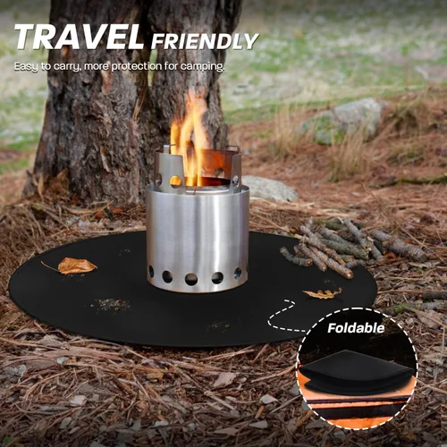 Miniatura 6 de Tapete para Fogata de 19.5" para Solo Stove Mesa, Tapete Redondo Impermeable al Aceite y Agua para Debajo de la Fogata de Mesa, Tapete Portátil