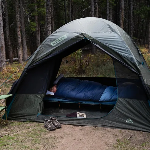 Miniatura 17 de Kelty Daydreamer Tienda de Campaña 4P + 6P, Tela Blackout, Altillo de Equipaje con Difusión de Luz Interior, Altura de Pie, Libre de PFAS