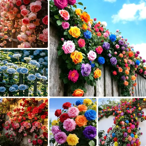 250 semillas de rosas trepadoras, arbustos de rosas de colores mixtos, semillas trepadoras de vid, hermosas flores sin OMG para el hogar, jardín al