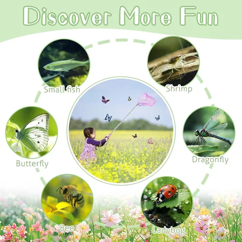 Miniatura 5 de Redes telescópicas de mariposa para niños, atrapadores de mariposas para niños, redes de captura de insectos, ideales para atrapar insectos