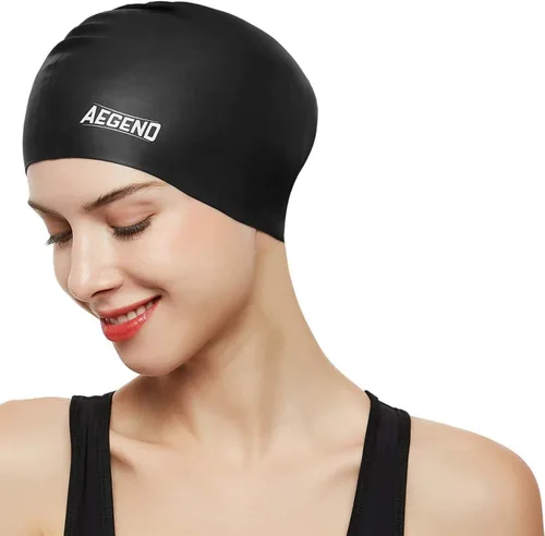 Aegend - Gorros de natación para cabello largo, gorras de natación de silicona duraderas para mujeres, hombres, adultos, jóvenes, fáciles de poner y