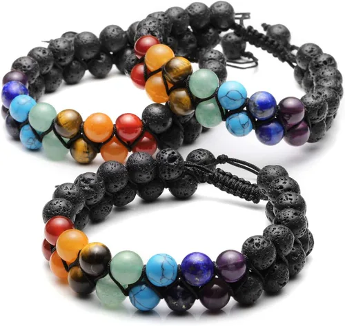 Miniatura 5 de TOP PLAZA - Pulsera de cuentas de chakras con 7 cristales curativos para yoga, meditación, relajación, ansiedad, para hombre y mujer