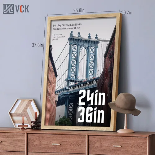Miniatura 2 de VCK Juego de 3 portarretratos de madera negra de 8 x 10 pulgadas con exclusiva veta de madera, marco para el hogar, estudio y galería, mesa o colgar