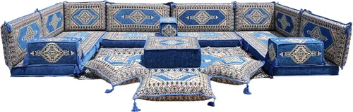 Miniatura 64 de arabicsofa Cojines de piso árabe en forma de U – Sofá tradicional Majlis con sofá otomano
