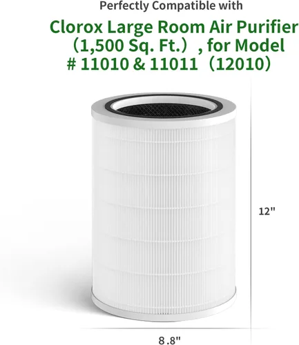 Miniatura 2 de Paquete de 1 filtro de repuesto 12010 compatible con purificador Clorox para habitaciones grandes de hasta 1500 pies cuadrados, modelo # 11010