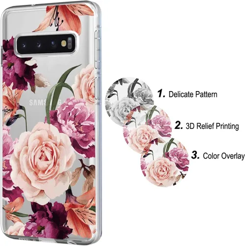 Miniatura 7 de Funda para Galaxy S10, delgada, a prueba de golpes, transparente, suave, flexible, TPU floral, funda protectora para Samsung Galaxy S 10 (2019)