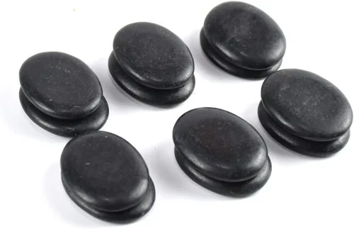 Miniatura 6 de Juego de 12 piedras de masaje calientes pequeñas, piedra calentada de basalto de lava natural para masaje de spa, color negro, 1.18 x 1.57 pulgadas