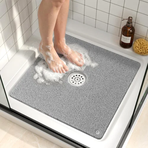 Miniatura 13 de HITSLAM Alfombrilla de ducha, de 24x24 pulgadas cuadrada, alfombrilla de bañera antideslizante, alfombrilla de baño de lúfa de PVC suave para bañera