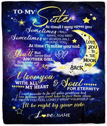 Miniatura 24 de Manta personalizada con texto en inglés «To My Sister from Brother I Love You Hugs» (texto en inglés) con texto en inglés «To My Sister», «I Love