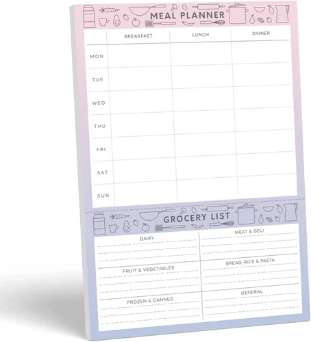 Sweetzer & Orange Bloc de Notas Planificador de Comidas y Lista de Compras | Bloc de 7 x 10 pulgadas para Planificación Organizada Semanal y Diaria