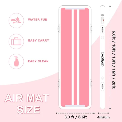 Miniatura 4 de Colchonetas hinchables de aire para gimnasia de 10, 13, 16 y 20 pies, pista de caída para niños, colchonetas de 4/8 pulgadas de grosor