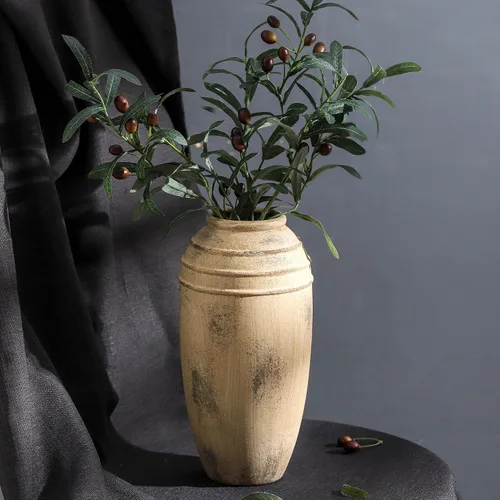 Miniatura 5 de Florero de cerámica con asas, jarrón de 12 pulgadas de alto para centros de mesa, grandes jarrones decorativos de terracota, jarrones rústicos
