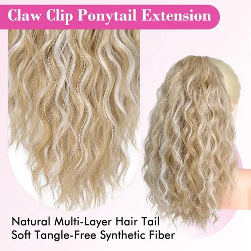 Miniatura 2 de REECHO Extensión de cola de caballo, extensiones de cabello rizado de cola de caballo de 18 pulgadas, extensiones de cabello sintético natural