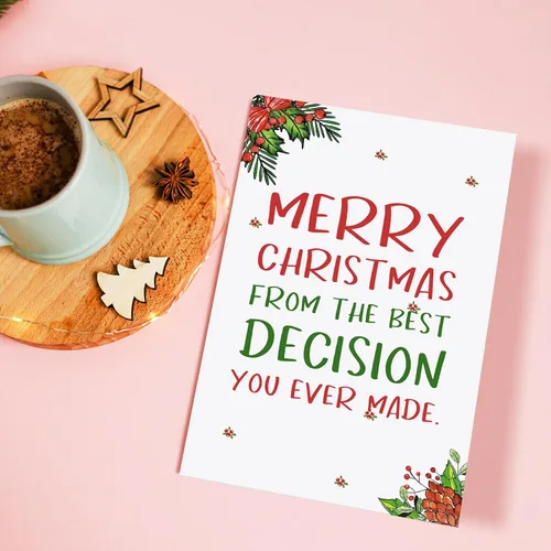 Miniatura 6 de Qiliji Tarjeta de Navidad romántica para él y ella, divertida tarjeta de Navidad para marido, esposa, novio y novia, regalo de tarjeta de Navidad