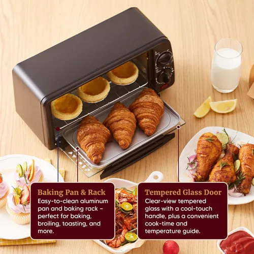 Miniatura 5 de Elite Gourmet ETO236 - Horno tostador personal compacto de 2 rebanadas para encimera con temporizador de 15 minutos y temperatura ajustable