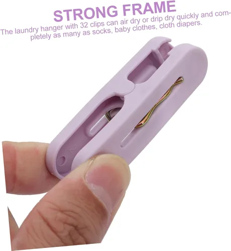 Miniatura 5 de Estante de secado de ropa para calcetines, 32 clips, perchero para ropa y toallas