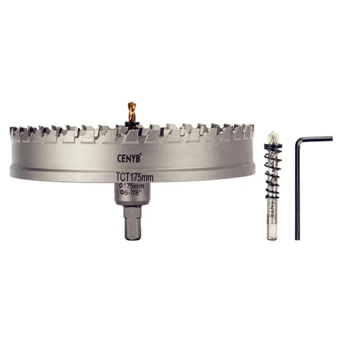 Miniatura 48 de 10 piezas (16-54 mm) Kit de sierra perforadora de carburo TCT para metales duros. Incluye 2 brocas de titanio, 1 broca piloto escalonada y 2 llaves