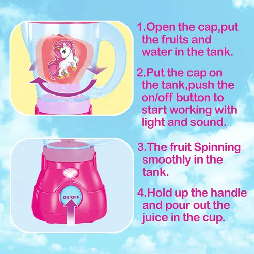 Miniatura 6 de Toy Chef Electrodomésticos de cocina Play – Licuadora premium para niños – Accesorios de cocina rosa con temática de unicornio – Regalo genial
