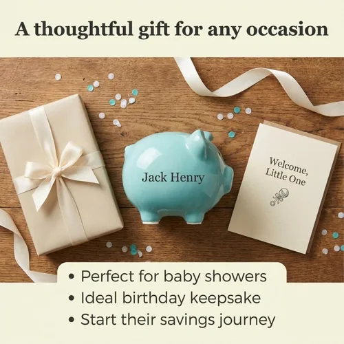 Miniatura 6 de Blue XL Ceramic Piggy Bank Large Cute Money Bank Decorative Savings Pig Bank for Kids & Adults Light Blue Coin Bank Home Decor Gift